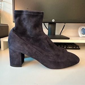 Grigiarancio Navy Blue Suede Sock Boots | Block Heel | Size 40